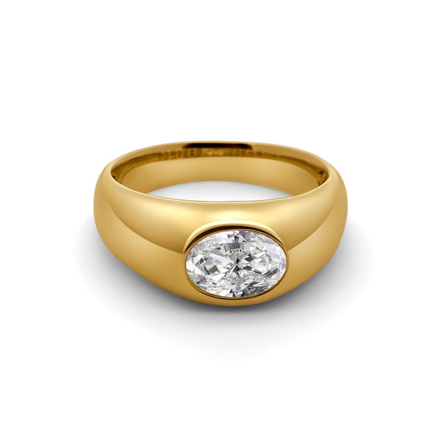 Dome Gold Engagement Ring Oval-cut Lab Grown Diamond 1ct Gemmy Jammy
