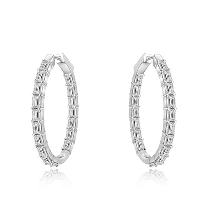 Gemmy Jammy Emerald Cut Lab-Grown Diamond Hoop Earrings 5.4ct