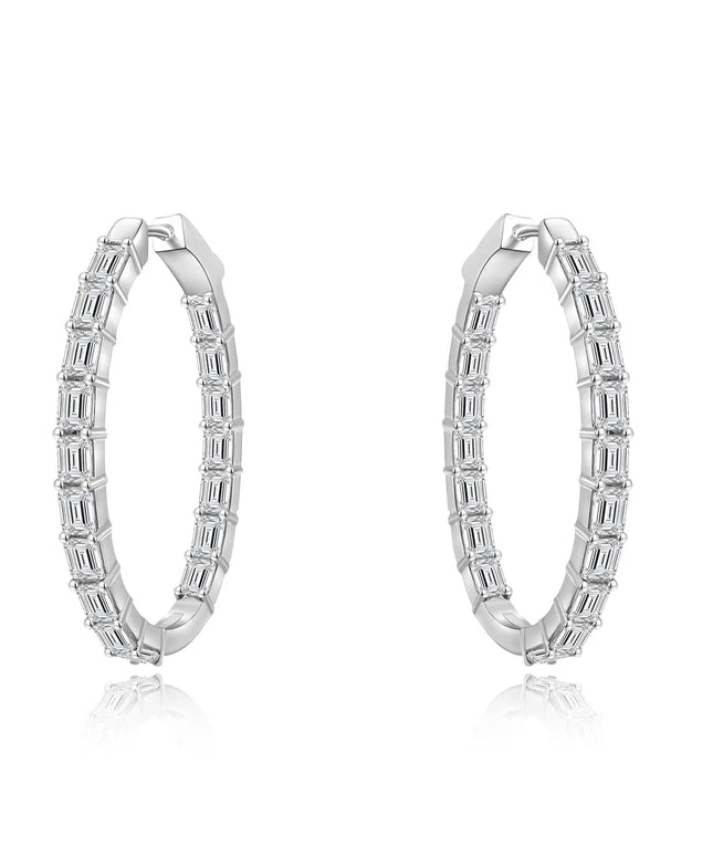 Gemmy Jammy Emerald Cut Lab-Grown Diamond Hoop Earrings 5.4ct