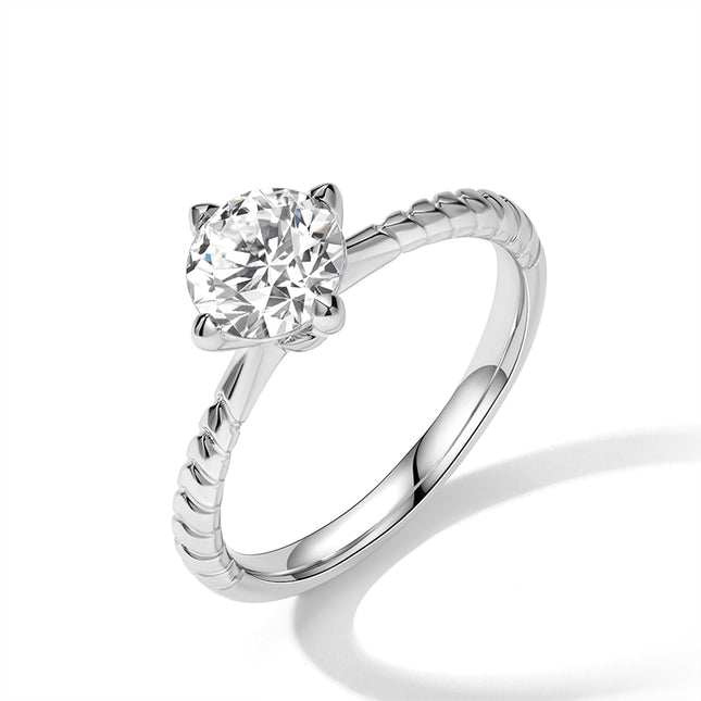 GJ Engagement Rope Band Lab Diamond Ring White Gold