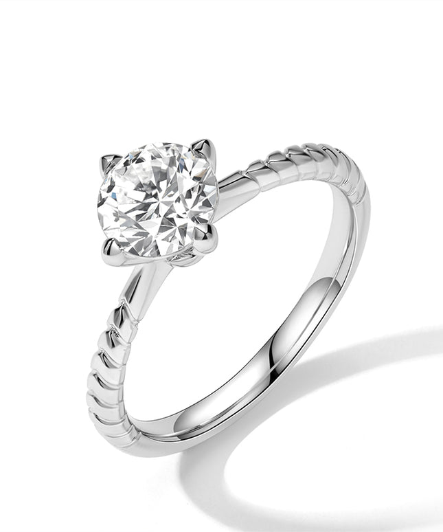 GJ Engagement Rope Band Lab Diamond Ring White Gold