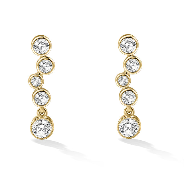 Bubble Bezel-Set Lab Diamond Drop Earrings 14k Yellow Gold