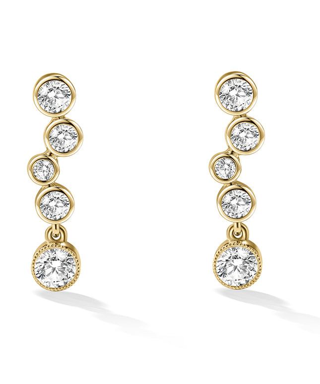 Bubble Bezel-Set Lab Diamond Drop Earrings 14k Yellow Gold