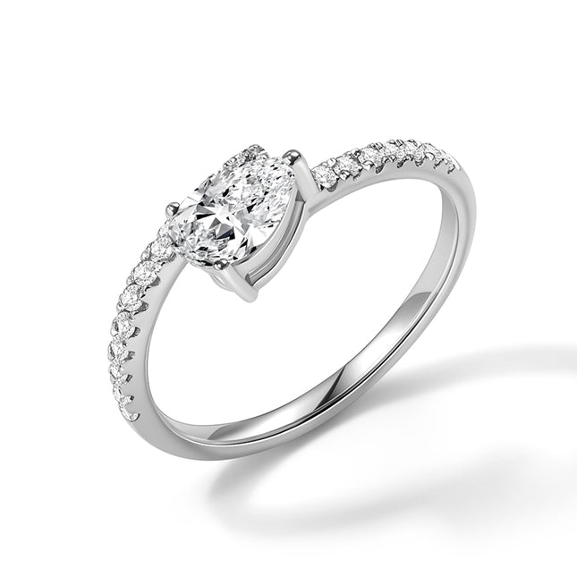 Shiny Drop Pear Solitaire Lab-grown Diamond Engagement Ring