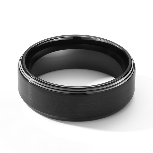 Signature Ring Sleek Matte Black Tungsten Band 8mm