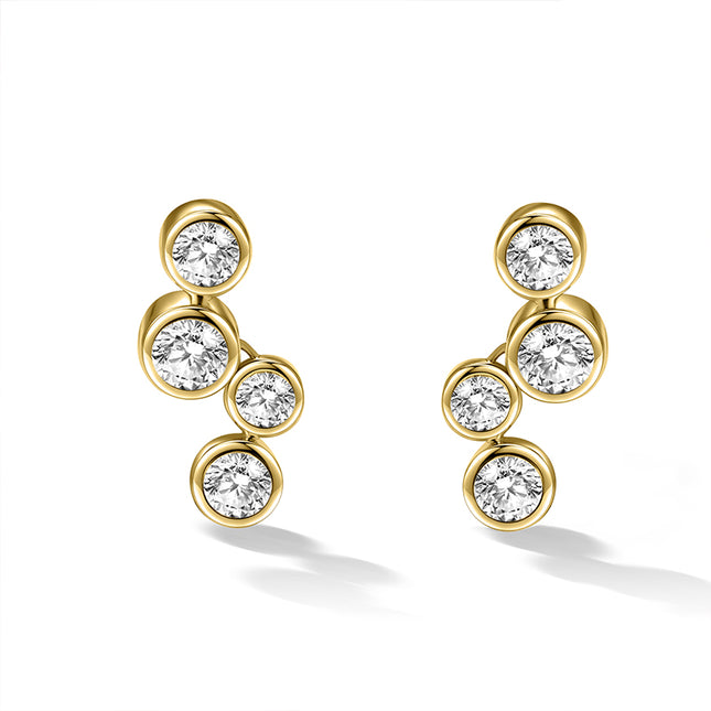 Bubble Bezel-Set Lab Diamond Drop Earrings (Large)