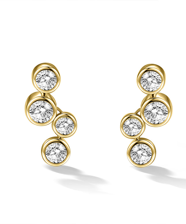 Bubble Bezel-Set Lab Diamond Drop Earrings (Large)