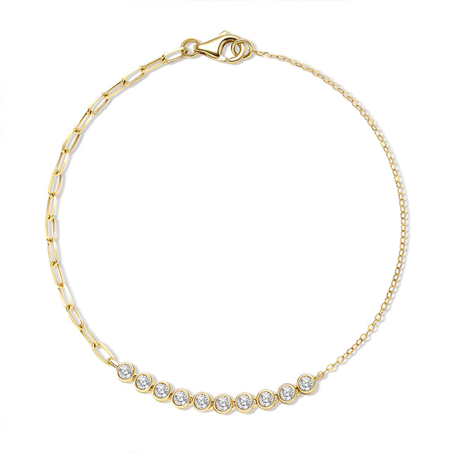 Bubble Bezel-Set Lab Diamond Bracelet 14k Yellow Gold