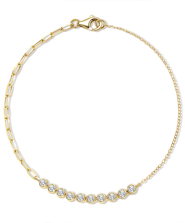 Bubble Bezel-Set Lab Diamond Bracelet 14k Yellow Gold