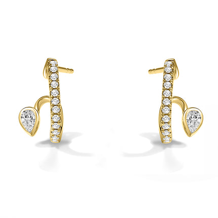 Shiny Drop Lab-grown Diamond Hoop Earrings 14 yellow gold