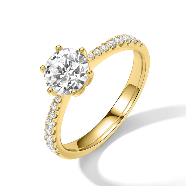 GJ Engagement Solitaire Lab Diamond Ring Yellow Gold