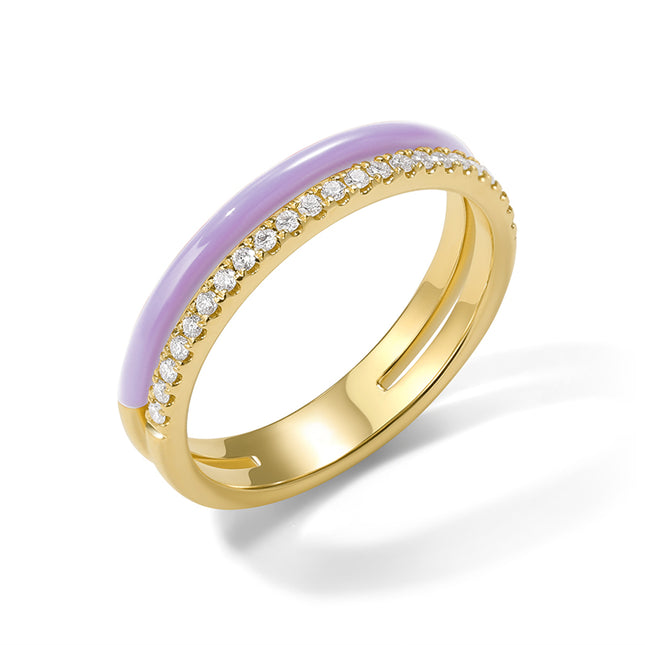 Palette Lavender Enamel Ring Lab-Grown Diamond Band