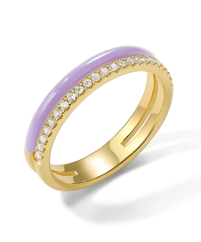 Palette Lavender Enamel Ring Lab-Grown Diamond Band