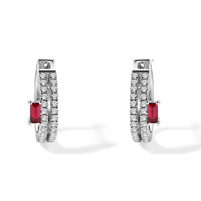 Terzetto Ruby Diamond Hoop Earrings