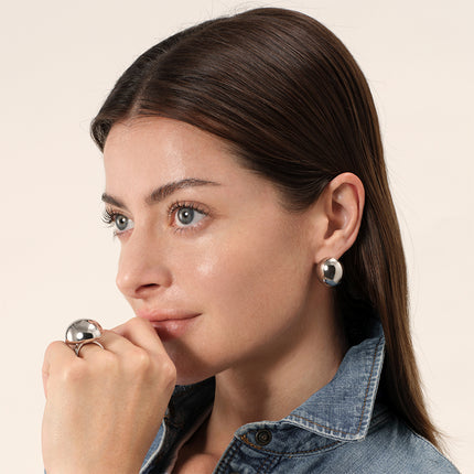 The Bean Sculpture Earrings in Sterling Silver