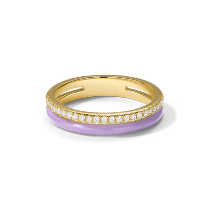 GJ Palette Lavender Enamel Ring Lab-Grown Diamond Band