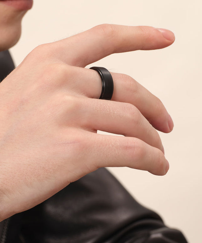 Signature Ring Sleek Matte Black Tungsten Band 8mm Gemmy Jammy
