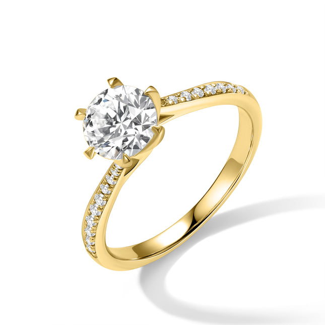 Diamond Ring Twisted Band Yellow Gold