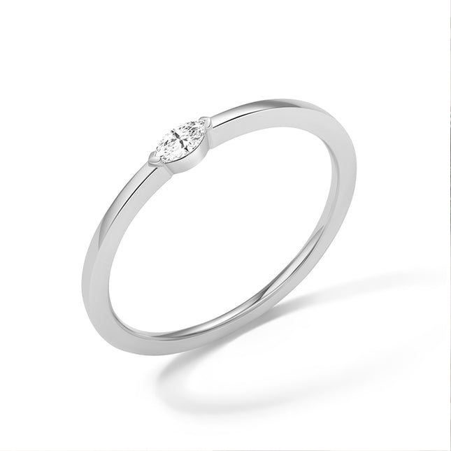 GJ Classic East-west Marquise Solitaire Diamond Ring Band in 14k white gold