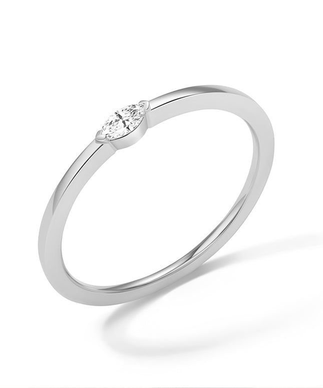 GJ Classic East-west Marquise Solitaire Diamond Ring Band in 14k white gold