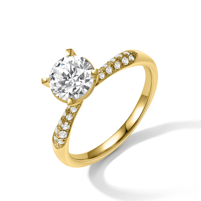 GJ Engagement Ring Solitaire Lab Created Diamond Band yellow Gold