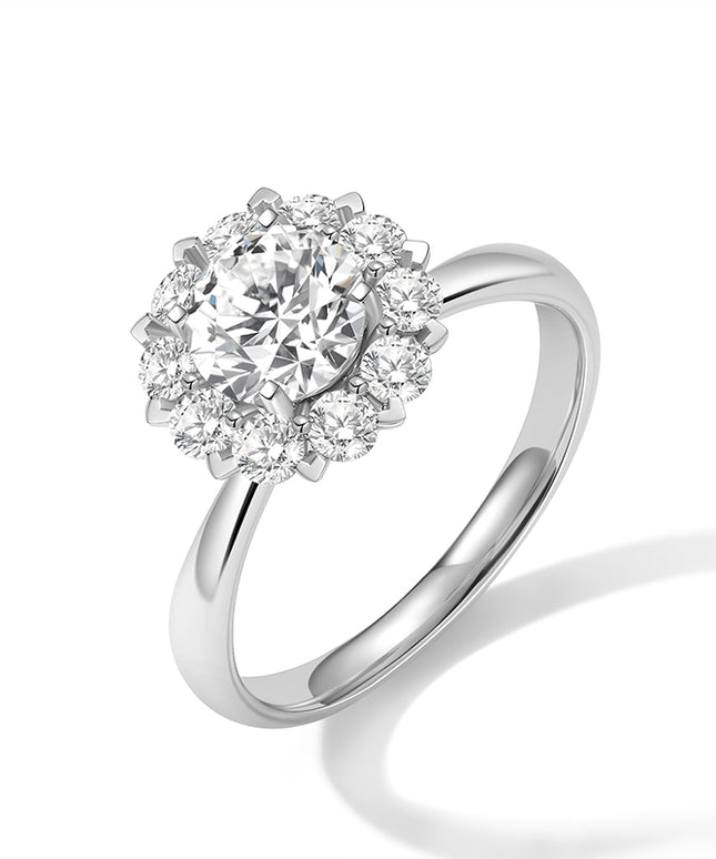 GJ Engagement Pavé Halo Diamond Ring