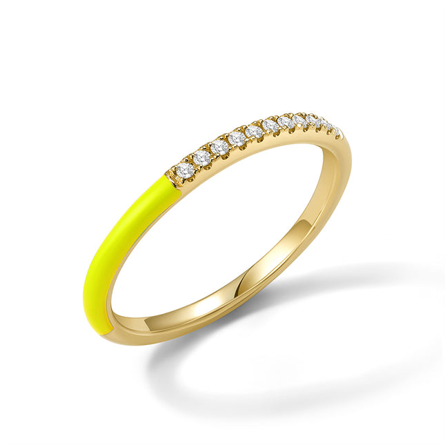 GJ Palette Yellow Enamel Ring Lab-Grown Diamond Band