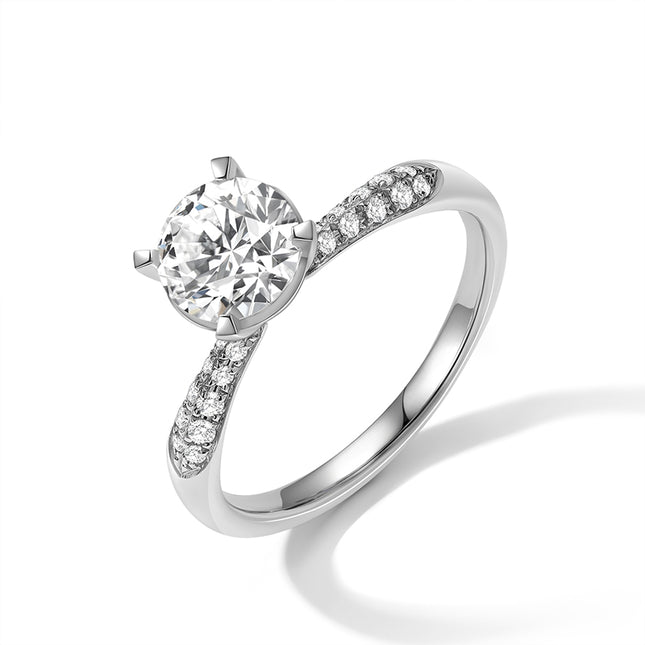 GJ Engagement Ring Solitaire Lab Created Diamond Band White Gold