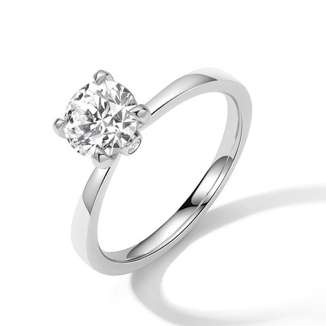 GJ Engagement Round Brilliant Diamond Ring White Gold