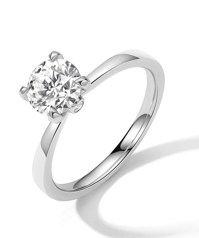 GJ Engagement Round Brilliant Diamond Ring White Gold