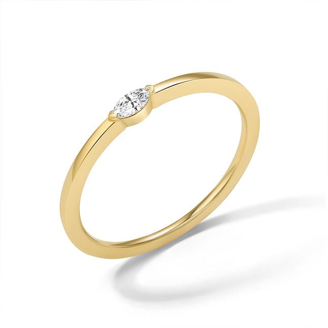 GJ Classic East-west Marquise Solitaire Diamond Ring Band in 14k yellow gold