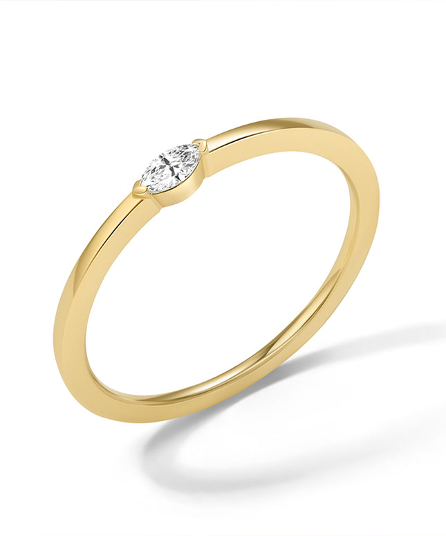 GJ Classic East-west Marquise Solitaire Diamond Ring Band in 14k yellow gold