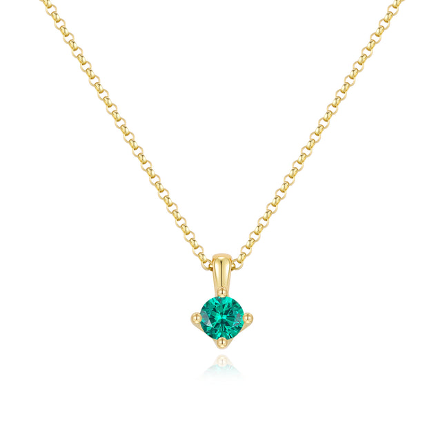 Lab-grown Emerald Gemstone Pendant Necklace