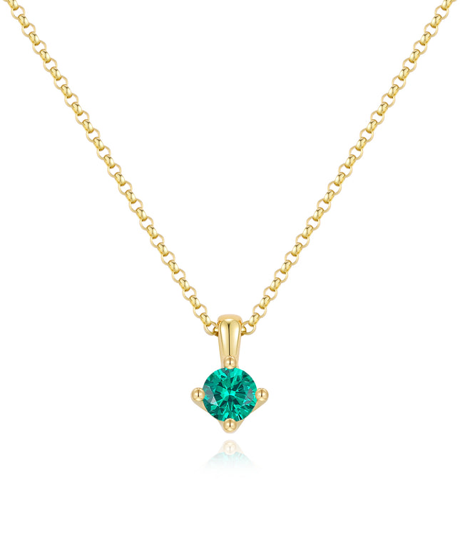 Lab-grown Emerald Gemstone Pendant Necklace