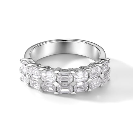 2 ct. tw. Emerald-Cut Lab Created Diamond Double Row Anniversary Band in 18K White Gold