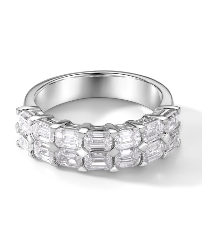 2 ct. tw. Emerald-Cut Lab Created Diamond Double Row Anniversary Band in 18K White Gold