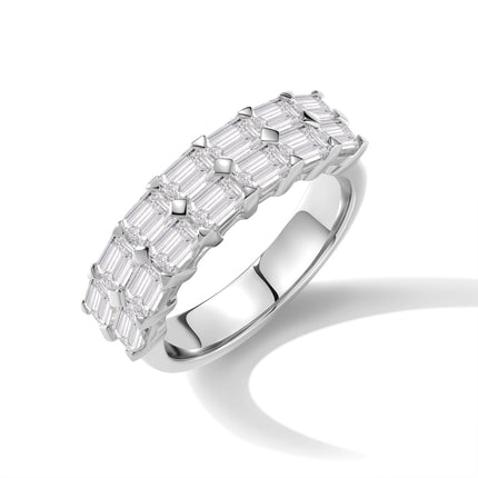 2 ct. tw. Emerald-Cut Lab Created Diamond Double Row Anniversary Band in 18K White Gold