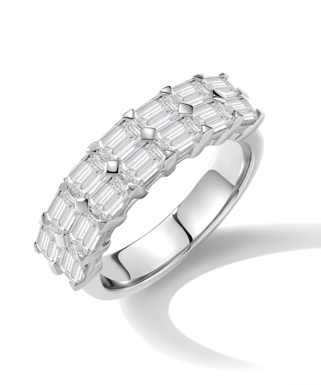 2 ct. tw. Emerald-Cut Lab Created Diamond Double Row Anniversary Band in 18K White Gold