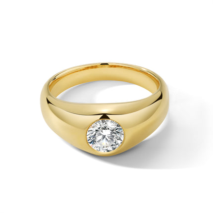 Dome 18k Yellow Gold Engagement Ring Wedding Band Round-cut Lab Diamond 1ct