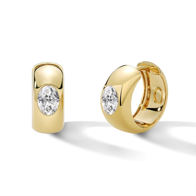 18k Gold Lab Grown Oval Diamond Huggie Hoops (1 ct. tw.) Gemmy Jammy