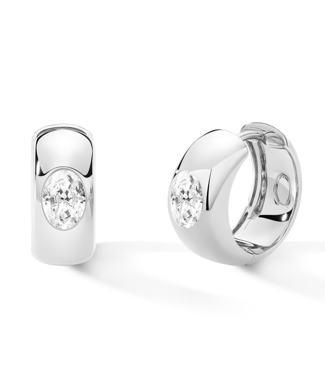 18k White Gold Lab Grown Oval Diamond Huggie Hoops (1 ct. tw.)