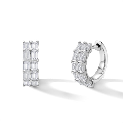 3 ct. tw. Emerald-Cut Lab-Created Diamond Double Row Anniversary Gift Earrings in 18K White Gold