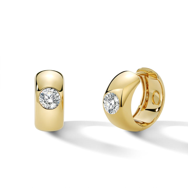 18k Gold Lab Grown Round Diamond Huggie Hoops (1 ct. tw.) Gemmy Jammy