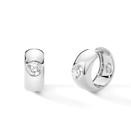 18k White Gold Lab Grown Round Diamond Huggie Hoops (1 ct. tw.)