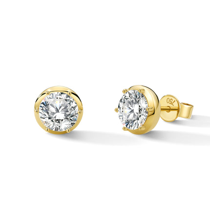 GJ Classic Prong Set 18K Gold Lab Diamond Stud Earrings (＞2 ct. tw.)