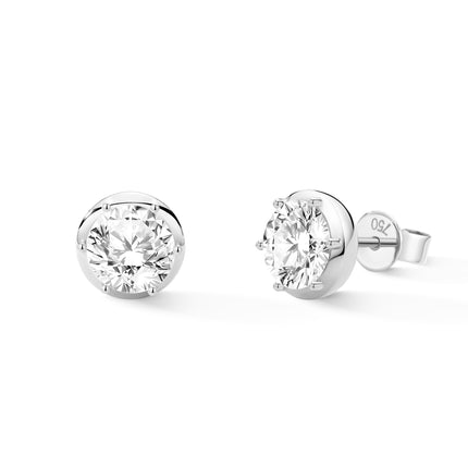 GJ Classic Prong Set 18K Gold Lab Diamond Stud Earrings (＞2 ct. tw.)