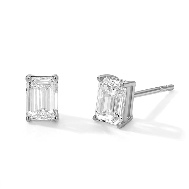 GJ Elementary Emerald Lab Diamond Stud Earrings (1 ct. tw.)