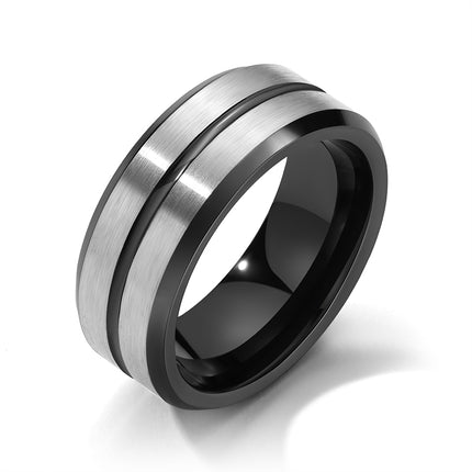 Black and Silver Tungsten Wedding Band