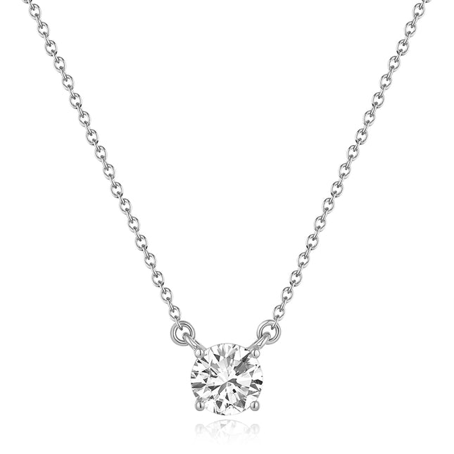 GJ Classic Round Brilliant Solitaire Lab Diamond Pendant Necklace