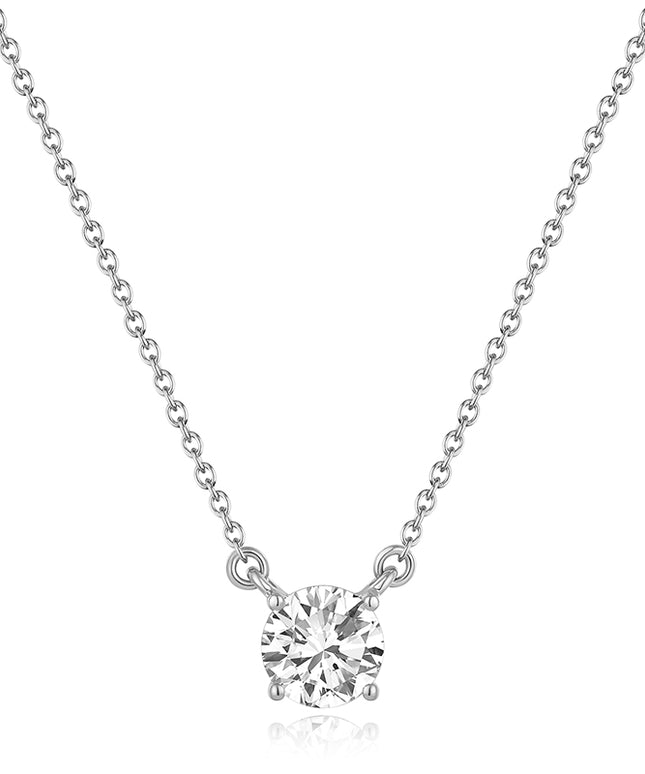 GJ Classic Round Brilliant Solitaire Lab Diamond Pendant Necklace